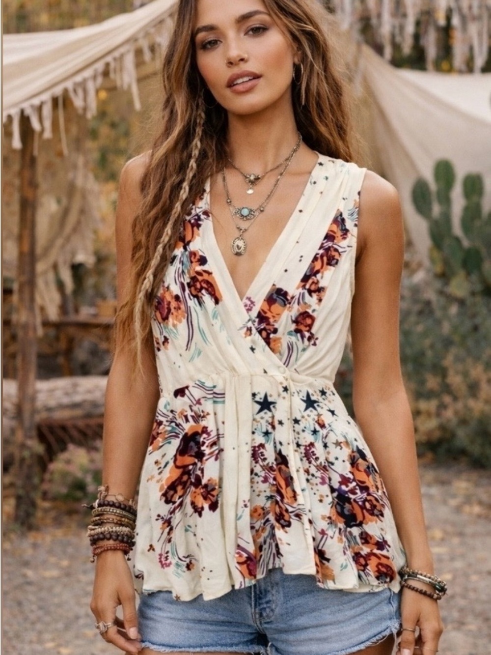 Free People Sleeveless Wrap Tunic Top